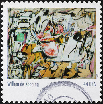 Asheville By William De Kooning On American Stamp