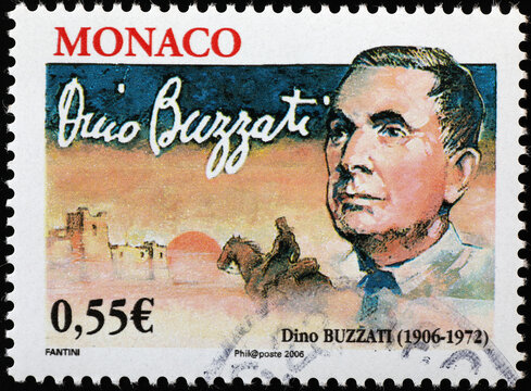 Dino Buzzati on postage stamp of Monaco