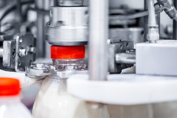 Bottling milk production line factory, industry equipment dairy plant