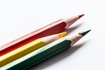 Red Amber and Green color traffic colored wooden crayons