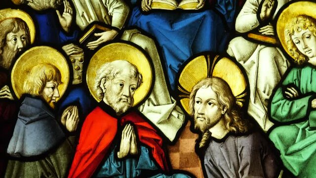  icon stained glass with a religious scene featuring Jesus Christ washing the feet