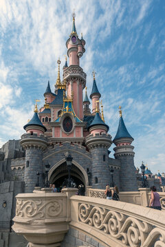 Castle of Sleeping Beauty at Disneyland Paris August 28, 2019, Paris, France.