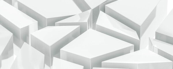 abstract modern white cube geometric shape polygon 3d render illustration