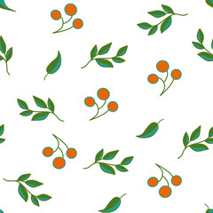 berry and branch leaf pattern