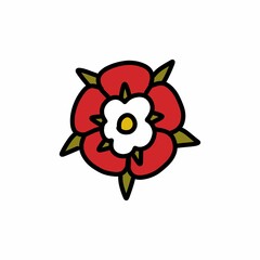 Tudor rose, traditional floral heraldic emblem of England, vector color illustration