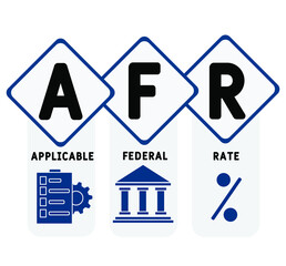 AFR - Applicable Federal Rate acronym. business concept background.  vector illustration concept with keywords and icons. lettering illustration with icons for web banner, flyer, landing page, present