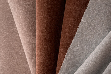 Light Set Sail Champagne and brown colors velour textile samples.