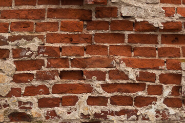 brick background. in the photo, the brick wall of the old building