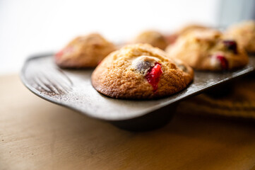 Cranberry muffins in a pan