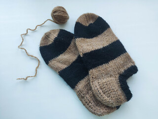 Brown and black knitted socks