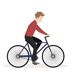 Cyclist. Man on a bicycle on a white background. The man rides a bicycle. Healthy lifestyle. illustration