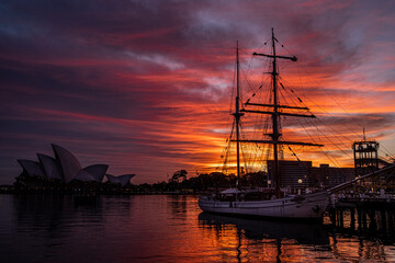 Sydney Harbour and generic tall ship