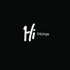 Hi handwritten logo for identity black background