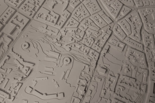 city layout white background rustic object view from top