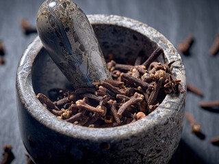 Stone Mortar and pestle with Dried cloves