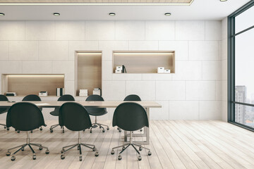 Side view of modern conference room interior