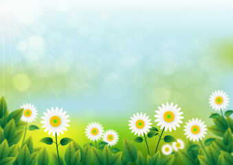 Realistic blurred spring background.