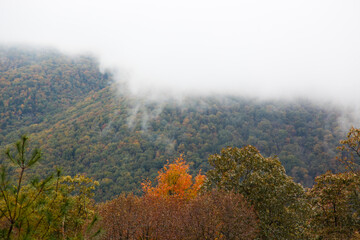 Mountain with a low cloud in the morning