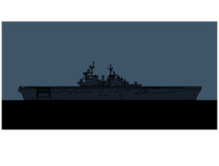 US Navy Wasp class amphibious assault ship. Vector image for illustrations and infographics.