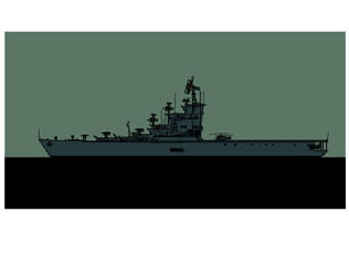 Projekt 1123 Soviet anti-submarine aircraft carrier. Moskva, Leningrad. Vector image for illustrations and infographics.