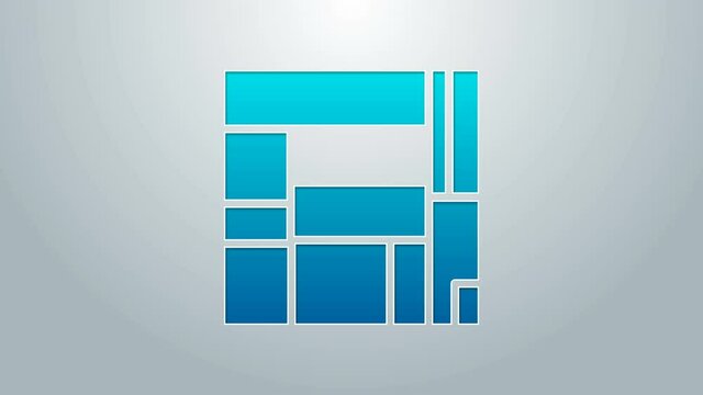 Blue line House Edificio Mirador icon isolated on grey background. Mirador social housing by MVRDV architects in Madrid, Spain. 4K Video motion graphic animation