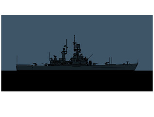 US Navy Virginia class nuclear powered guided missile cruiser. Vector image for illustrations and infographics.