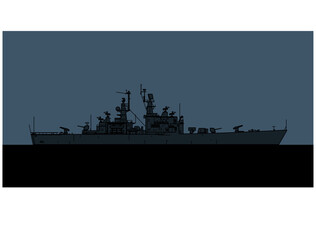 US Navy California class nuclear powered guided missile cruiser. Vector image for illustrations and infographics.