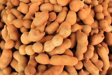 Dried tamarinds background stock photo 