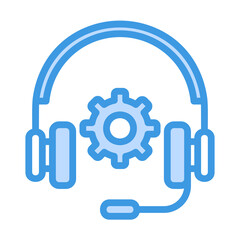 Customer Service icon vector illustration in blue style for any projects