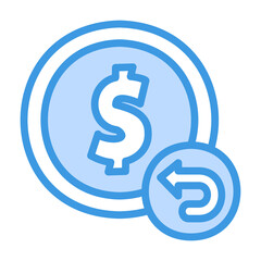 Refund icon vector illustration in blue style for any projects