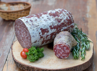 Italian Salami on wooden board