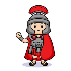 cute kid with a roman legion army costume 