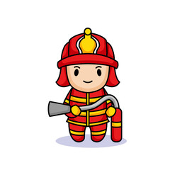 Fototapeta premium cute kid kindergarten with firefighter costume