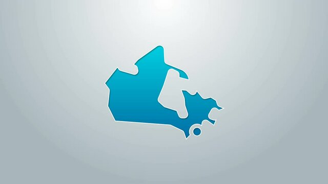 Blue line Canada map icon isolated on grey background. 4K Video motion graphic animation