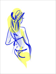 VECTOR Background with the beautiful young   woman in bikini