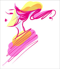 VECTOR Background with a
stylish  original hand-drawn graphics portrait  with beautiful young attractive girl model for design