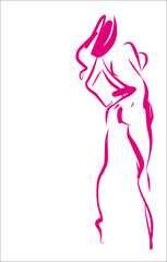 VECTOR Background with the beautiful young   woman in bikini