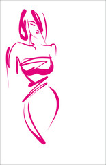 Obraz na płótnie Canvas VECTOR Background with the beautiful young woman in bikini