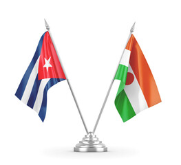 Niger and Cuba table flags isolated on white 3D rendering