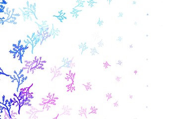 Light Pink, Blue vector doodle pattern with branches.