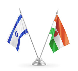 Niger and Israel table flags isolated on white 3D rendering