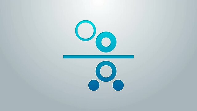 Blue line Paper roll of a printing press icon isolated on grey background. 4K Video motion graphic animation