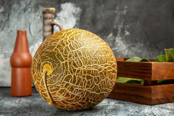front view fresh melon on dark-light background sweet fruit summer mellow