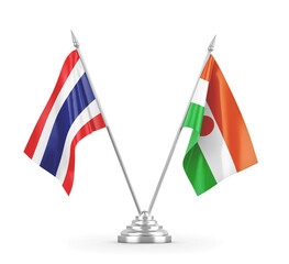 Niger and Thailand table flags isolated on white 3D rendering