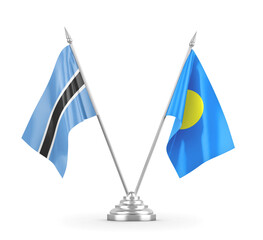 Palau and Botswana table flags isolated on white 3D rendering 