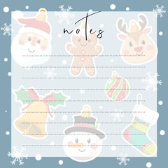 Printable notepad or sticky note for digital papers, journal and printable planners - Ornaments and Gingerbreads Note - Holiday Planner Collection