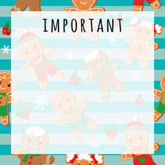 Printable notepad or sticky note for digital papers, journal and printable planners - Ornaments and Gingerbreads Note - Holiday Planner Collection