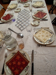 table set up for holiday dinner