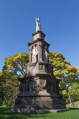 Fototapeta na wymiar TORONTO, CANADA - OCTOBER 22, 2017: The Canadian Volunteer Monument in University of Toronto, erected in 1870, designed by Robert Reid.