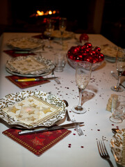 table set up for holiday dinner
